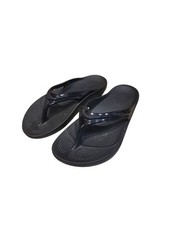 OOFOS OOlala Luxe Black Glossy Flip Flops Sandals Slip On Women's 8 US/39 EU