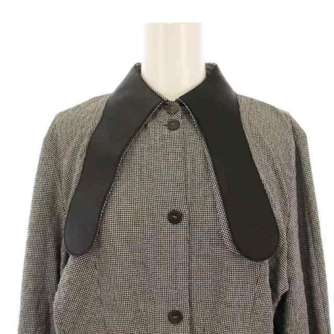 LOEWE Camicia Abito Lunghezza Ginocchio Manica Lunga Nastro Piede di Poule 36 Nero Bianco