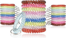 Pack of 30 Colorful Flexible Spiral Wrist Coil Keychain Stretchable