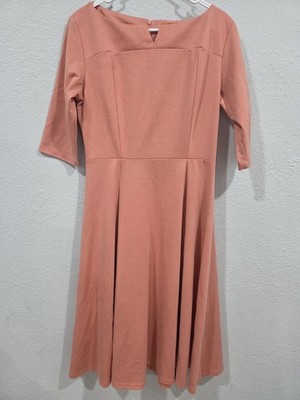 Mary Crafts Peach stretch knit half sleeve dress Women's size 14 neutral career
