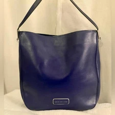 Marc by Marc Jacobs 100% Leather LG Hobo Shoulder & Crossbody Bag – Navy Blue
