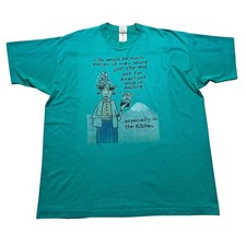 Fruit of the Loom T-Shirt Womens XXL Teal 90s Vintage Funny Ask Directions Map