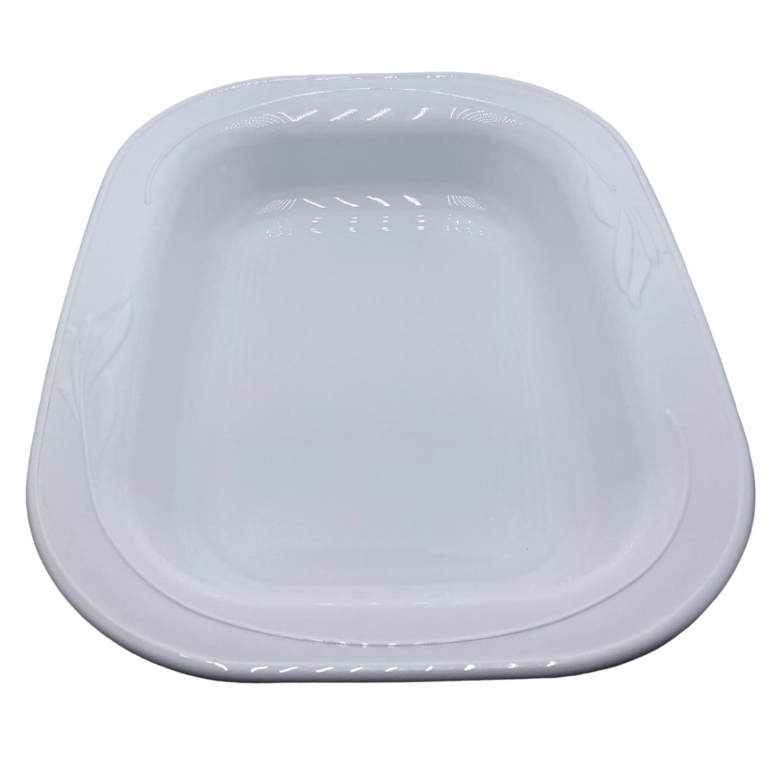 Corning Ware L-15 White Flora Open Baker Roaster Lasagna Pan 15" Plastic Lid USA