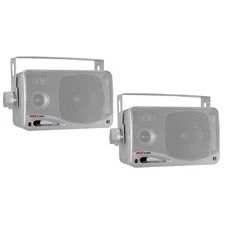 Pyle Plmr24S Marine 2-Way Box Speakers 3.5Â€ Woofer Silver