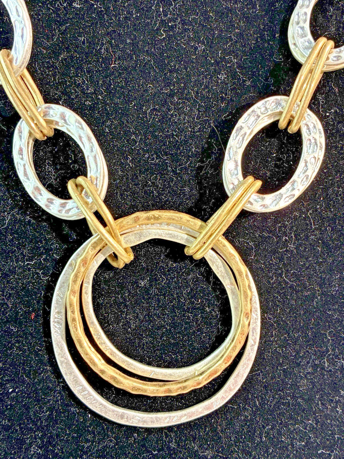 Stella & Ruby Hammered Circle Ring Chain Necklace… - image 1