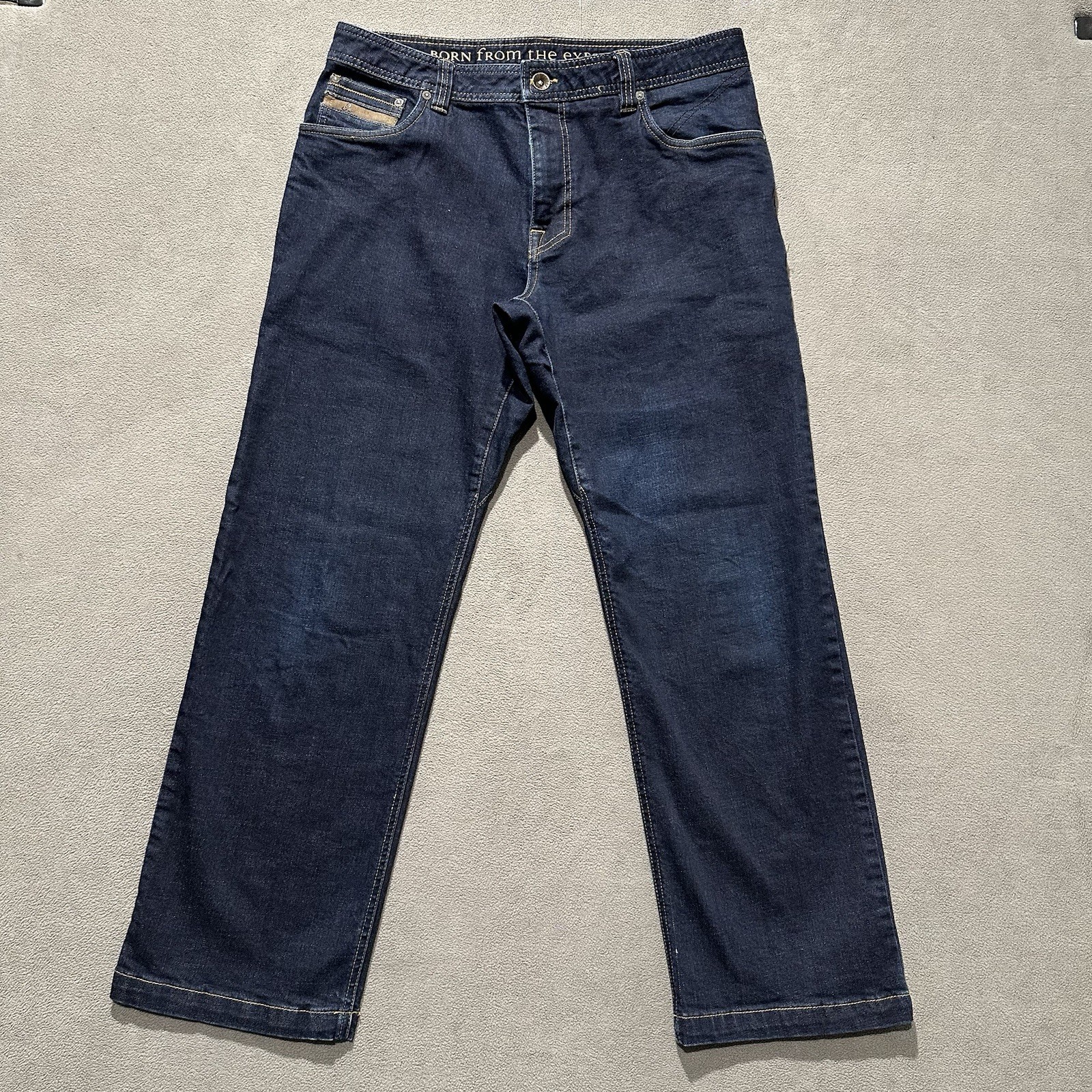 S 34x30 Dark Wash Denim Axiom Mid Rise Straight Stretch Casu