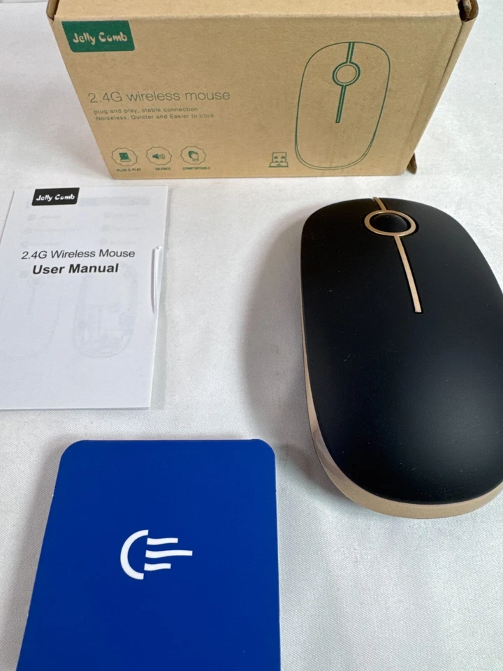 Jelly Comb Slim Wireless Mouse 2.4GHz USB Receiver Black & Silver Silent Click - Image 3 of 4