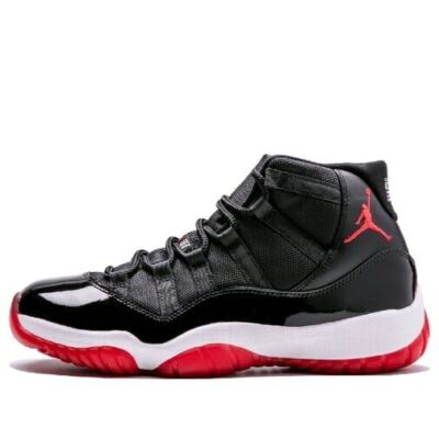 Nike Air Jordan 11 Retro Bred Patent Black Red 378037-010 Men's