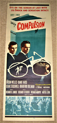 COMPULSION. ORIGINAL 1959 INSERT 14x36 Movie Poster. DIANE VARSI! ORSON WELLES! 