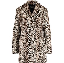 Iro Brown Hide Leopard Print Leather Coat Rrp £1,280.00 Size 10