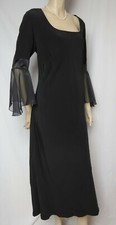 Laura Ashley Kleid 40 schwarz Flatterärmel Hochzeit Abendkleid vintage Chor Fest