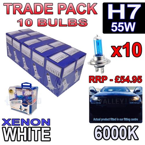 10 x H7 55w Xenon White Halogen Bulbs 6000k Trade Bulk Wholesale