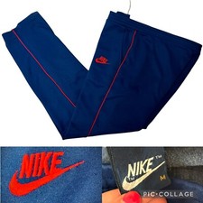 Vtg 70 80's NIKE Blue Tag Joggers LOGO Red Stripe Athletic Running TRACK Pants M