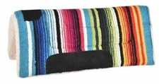 Western SERAPE SADDLE PAD 24" X 24" Woven Wool Top with 1" Fleece Bottom