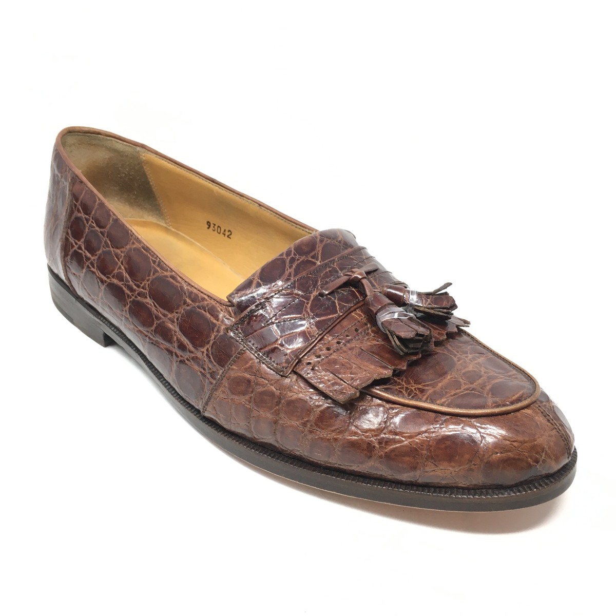 Mezlan Loafers Shoes Size 9 Brown Lizard Crocodile Mezlan Classic Leather and Lizard Skin Exotic Dress Moccasin  main image 3