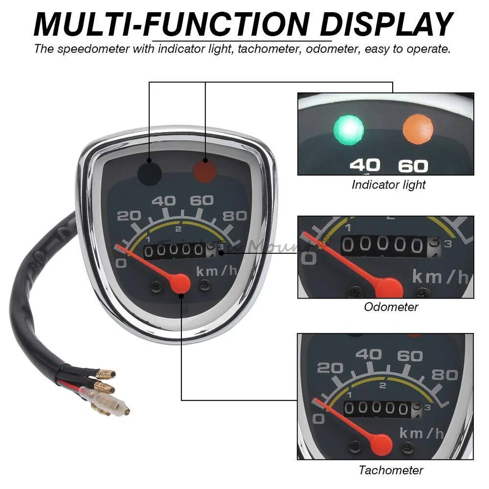 Velocímetro Scooter Tacómetro Medidor Instrumento Para Honda Passport C50 C70 C90 Foto 2 de 4
