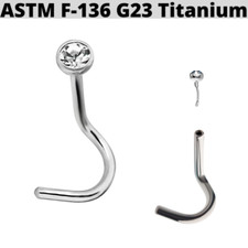 NEW G23 TITANIUM THREADLESS PUSH IN CZ GEM NOSE SCREW STUD NOSTRIL RING 20G 18G