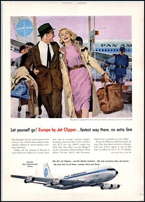 1950s Pan Am PRINT AD Europe By Jet Clipper BX2