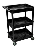 Luxor Automotive Utility Cart With 3 Shelves - Black Luxor Automotive Utility Cart With 3 Shelves - Black