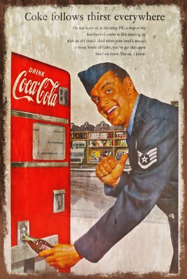 Coca-Cola Air Force Werbung Alter Look Vintage Retro Style Blechschild Plakette