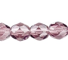 Amethyst Czech Fire Polished 4mm Faceted Round Glass Beads 1 Std 100 