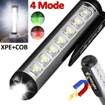 DAZONE Rechargeable COB LED Flashlight Work Light Magnetic Super Bright Torch Penlight