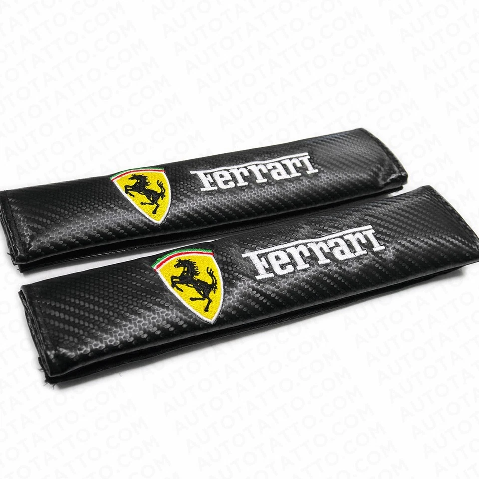 Ferrari Carbon Car Seat Belt Cover Safety Shoulder Strap Cushion Pad Harness - Image 3 of 4