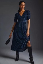 NWT Hutch Anthropologie Puff-Sleeve Velvet Ma...
