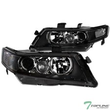 Topline For 2004-2008 Acura Tsx Jdm Projector Headlights Signal Nb - Black Clear