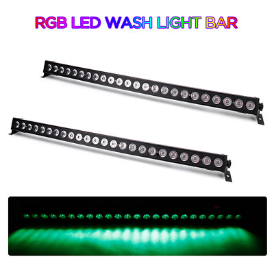 #ad 2PCS 72W RGB 24LED Stage Wash Lighting Bar DMX Party DJ Bar Wall Washer Light $415.14