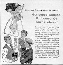 1957 Print Ad Gulfpride Marine Oil Scott-Atwater Outboard Motor