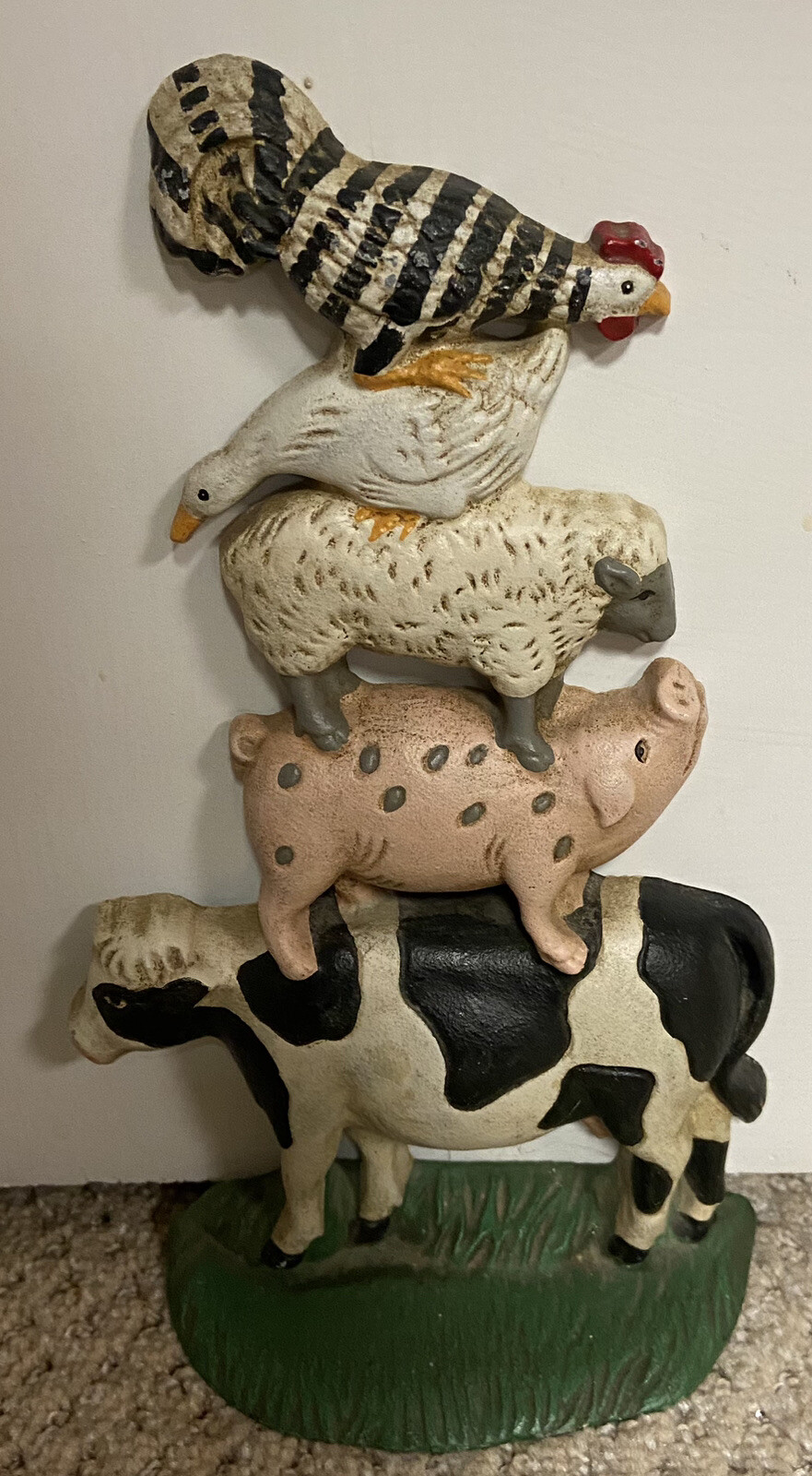 Midwest Importers Vintage Door Stop Farm Animals Cast Iron Dated 1960