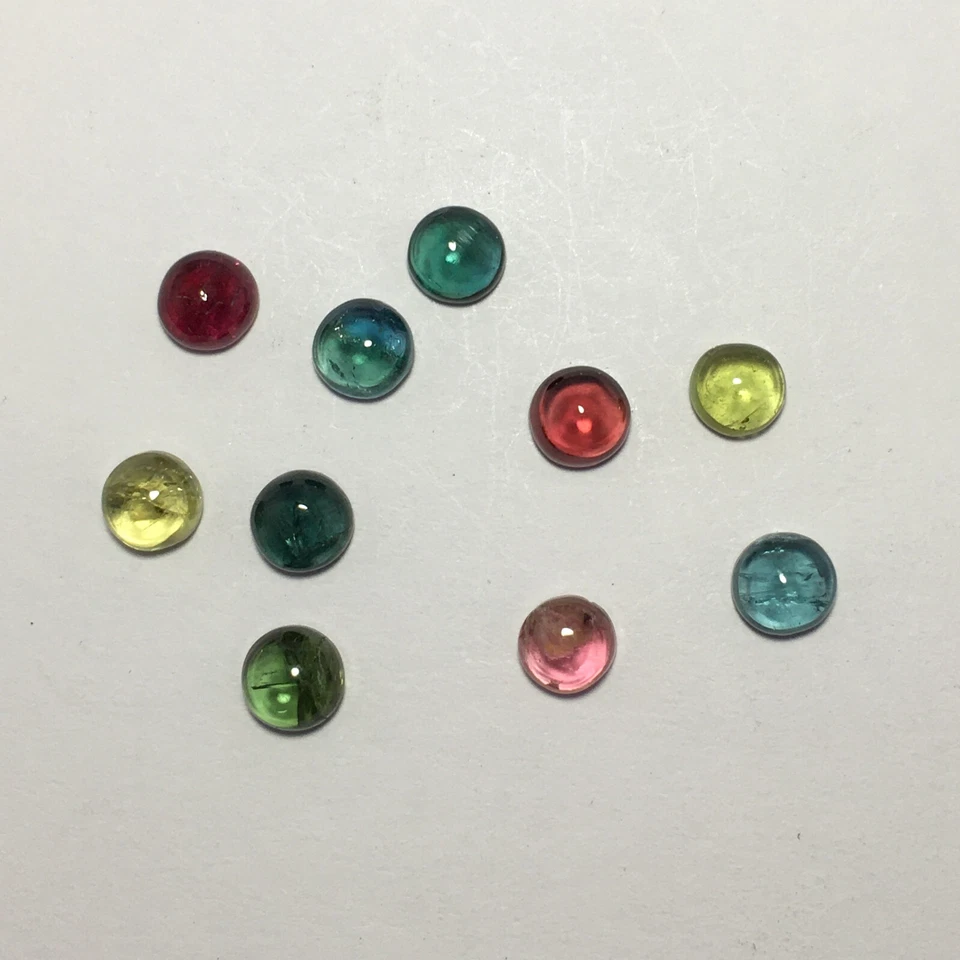 Amazing multi tourmaline cabochon gemstone good color 10 pcs round 9.05 carat - Image 4 of 4