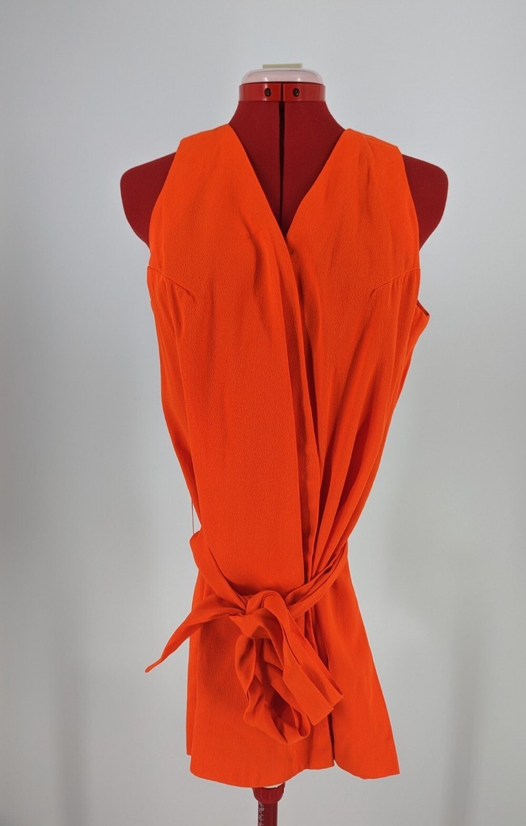 saks fifth avenue orange dress Saks Fifth Avenue Neon Orange Space Age Mod Gogo Belted Monochrome Dress  36