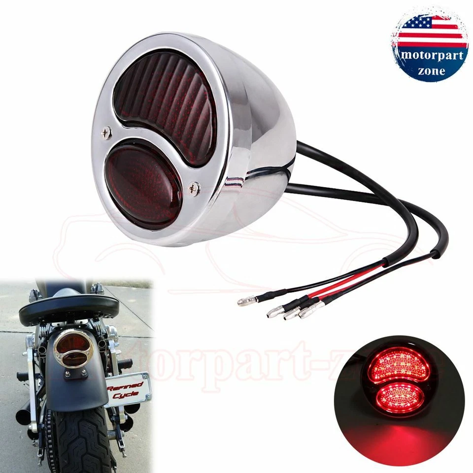 Par de luces traseras de acero inoxidable para Ford modelo A lámpara trasera luz de freno rata caliente cromada Foto 2 de 4