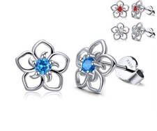 925 Sterling Silver Crystal Daisy Flower Classic Stud Earrings Womens Jewellery 