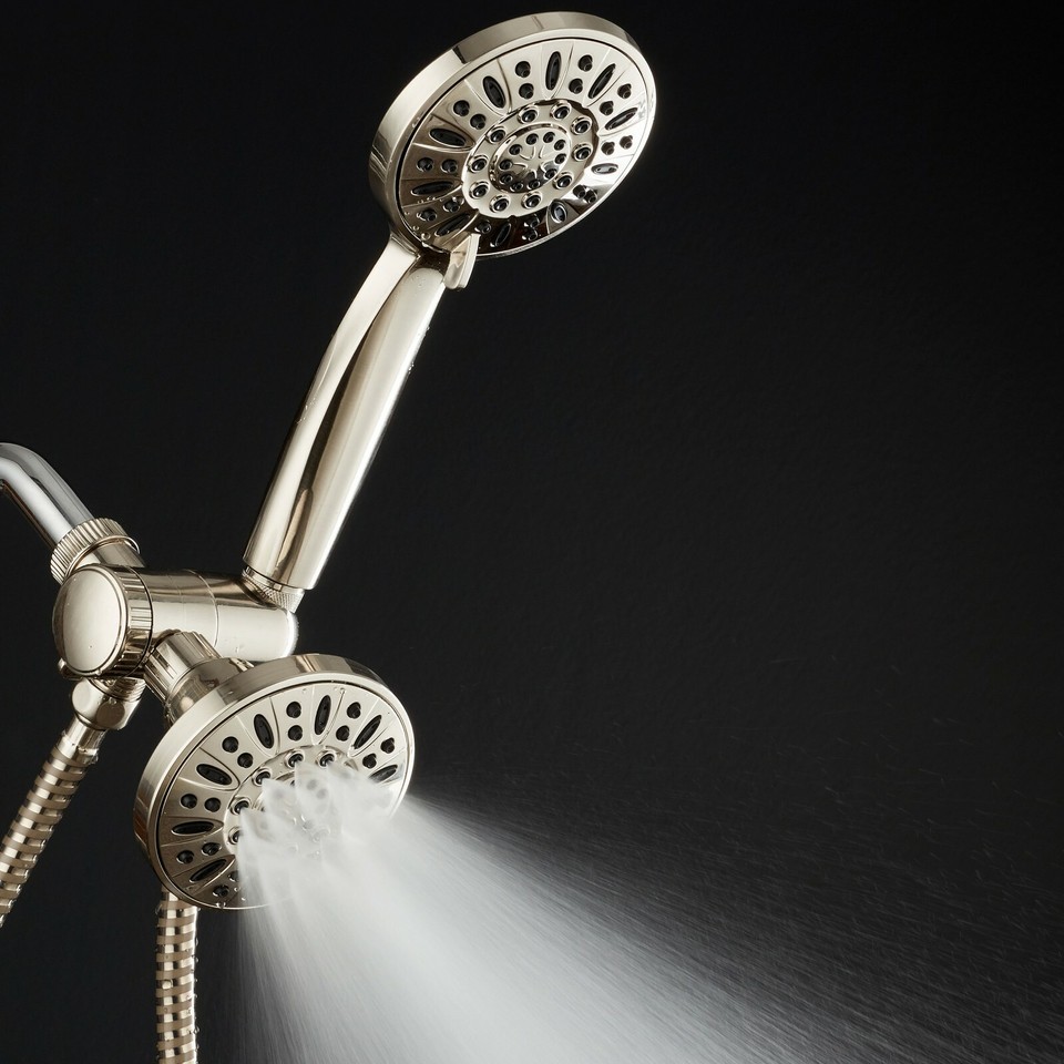 AquaDance Brushed Nickel High Pressure 48-setting 3-Way Shower Head ...