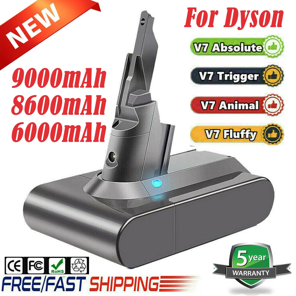 9000mAh Battery For Dyson V7 SV11 Animal Motorhead Pro Trigger