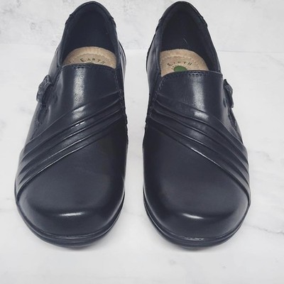 EARTH ORIGINS  RHODA by EARTH  Welltek Black Leather Block Heeled Mules US8M EUC