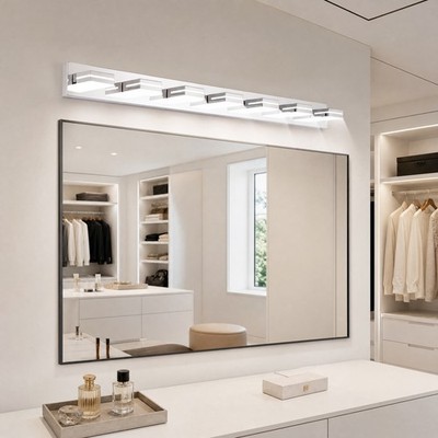 55 inch Bathroom Modern Chrome Vanity Light 7 Lights Mirror Wall Sconce Fixture
