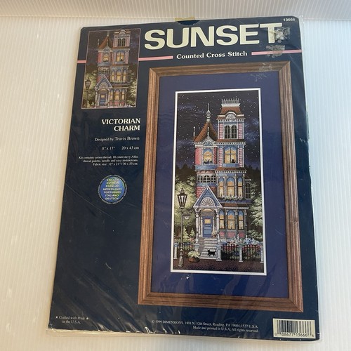 Sunset Counted Cross Stitch Kit #13666 "Victorian Charm" Victorian House