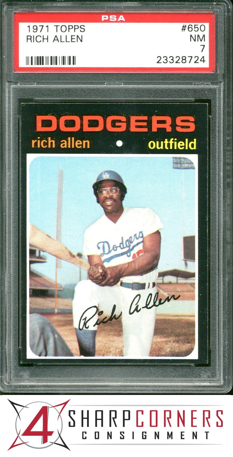 1971 TOPPS #650 RICH DICK ALLEN DODGERS HOF PSA 7