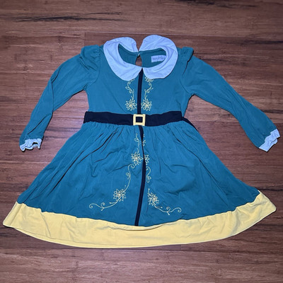Only Little Once Girls Green Elf Christmas Long Sleeve Belted Dress Size 7