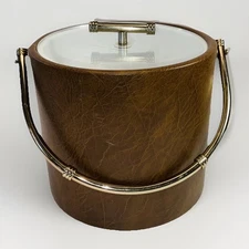 Vintage  Ice Bucket Brown Faux Leather  MCM