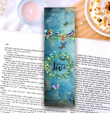 Love Birds Laminated Bookmark - 6x2 unique artist designed, gift for book reader
