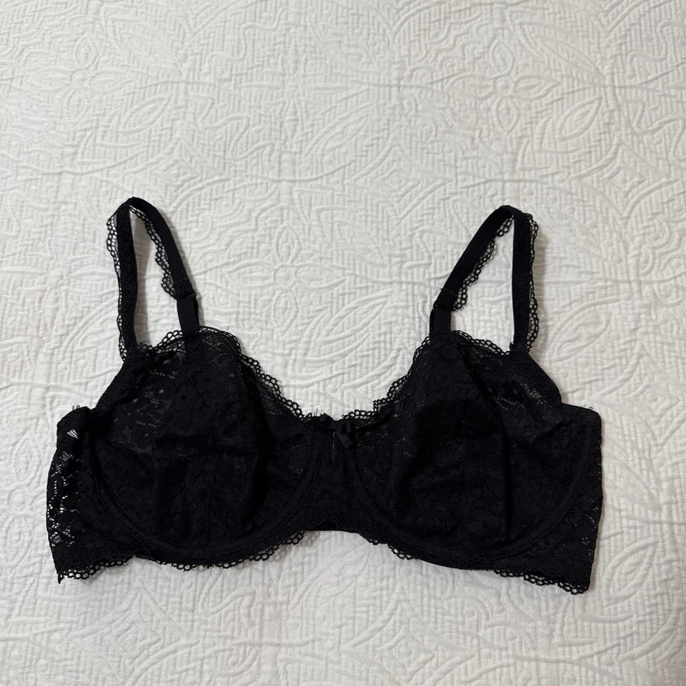 Sujetador sensual con aros de encaje negro vintage Gillligan & O'malley Balconette / 36D Foto 2 de 4