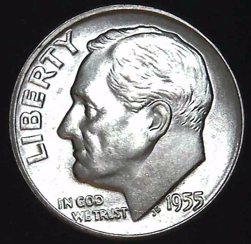 1955-P 10C Roosevelt Dime BU 90% Silver 26owt0117-3