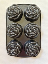 Nordic Ware Rose Bud 3D Pan Mold 6 cup Heavy Cast Aluminum 14x9" MADE IN USA