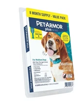 PetArmor Pus for Dogs Kills Fleas, Ticks, + Chewing Lice 8-Pack Medium 23-44lbs