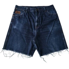 Vintage Cut Off Shorts Men's Size 33 Blue Bermuda Ridge Rider Casual 8" Tag 35